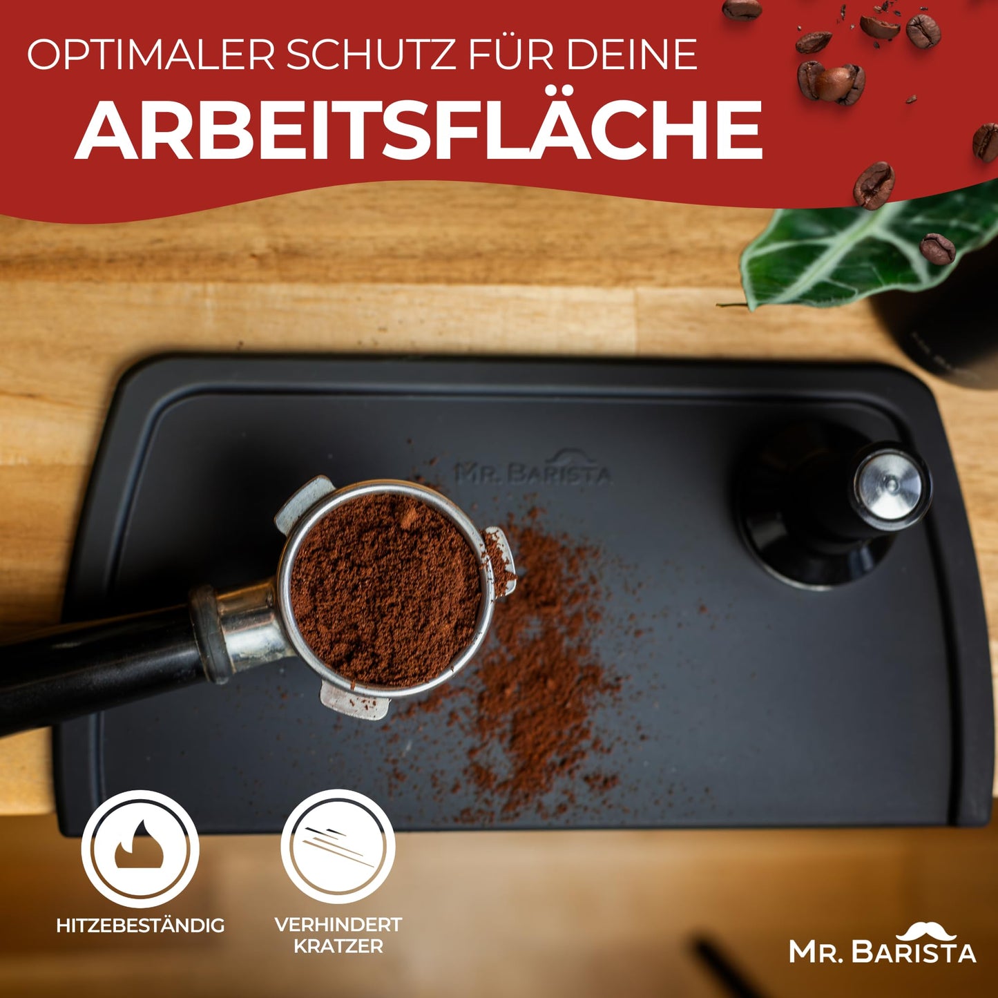 Professional Barista Tamper Mat for Portafilter - Non-Slip - with Edge - 30x15x3cm