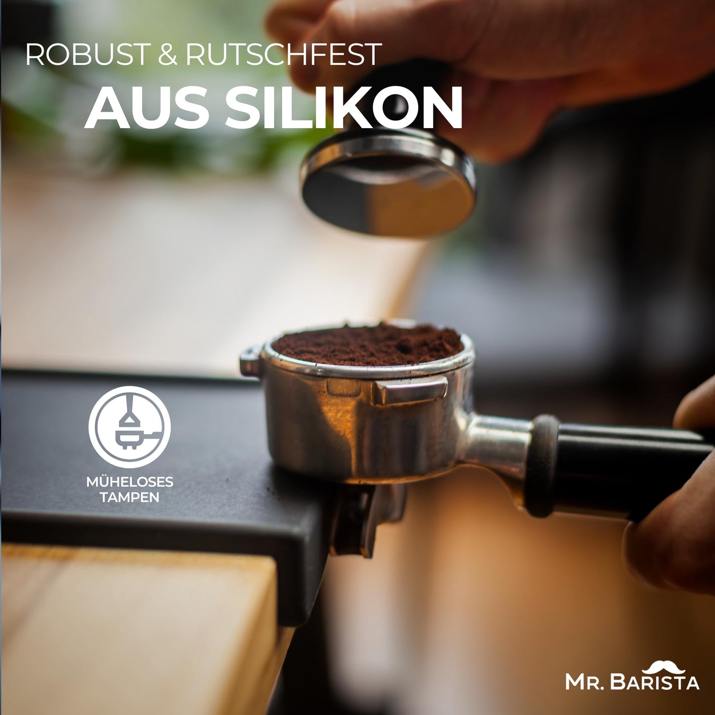 Professional Barista Tamper Mat for Portafilter - Non-Slip - with Edge - 15x31x3cm