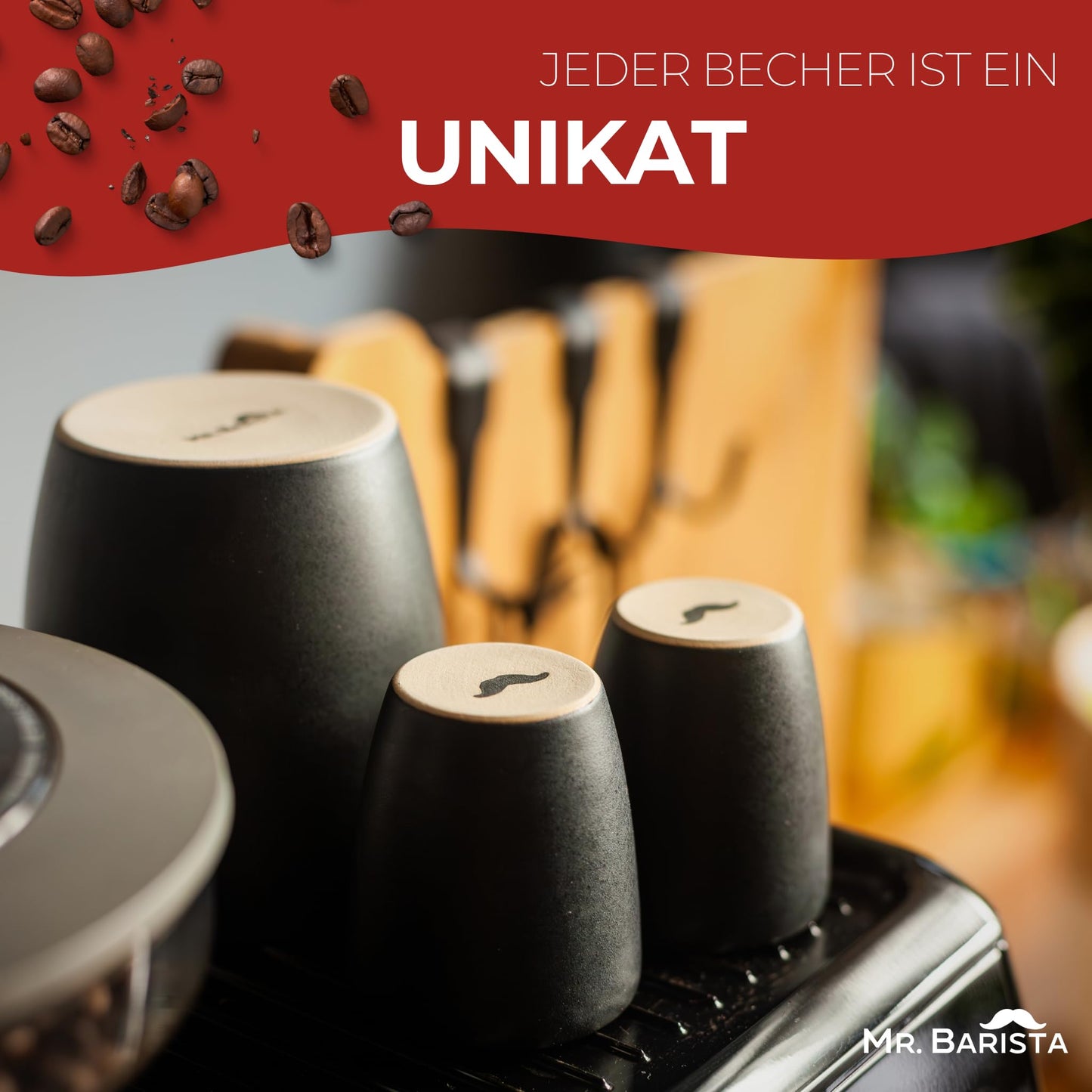 4er Set Espressobecher - handmade in Austria - perfekt für Espresso - 80ml - schwarz matt