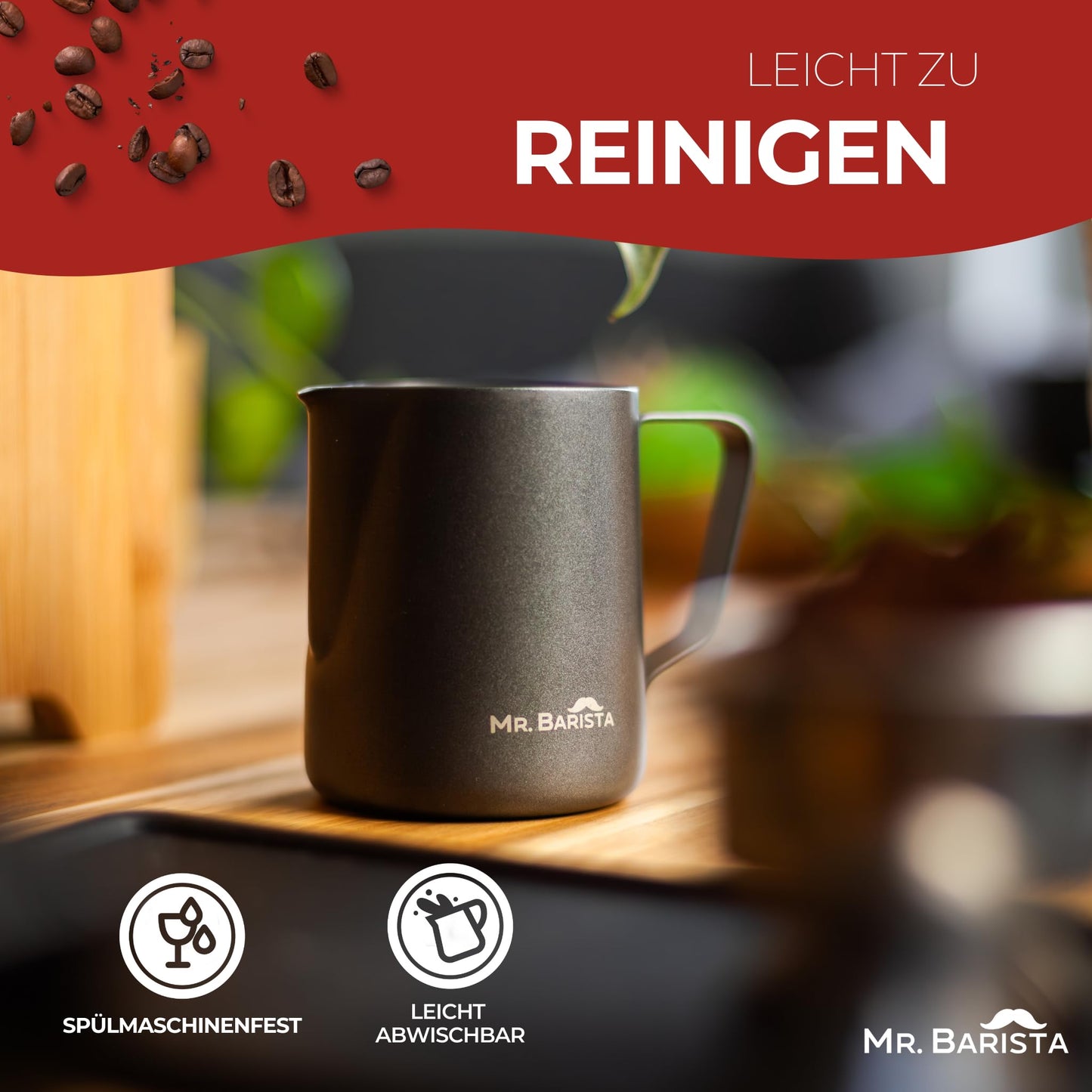 Professional Barista milk jug made of stainless steel - with Teflon coating - Latte Art spout