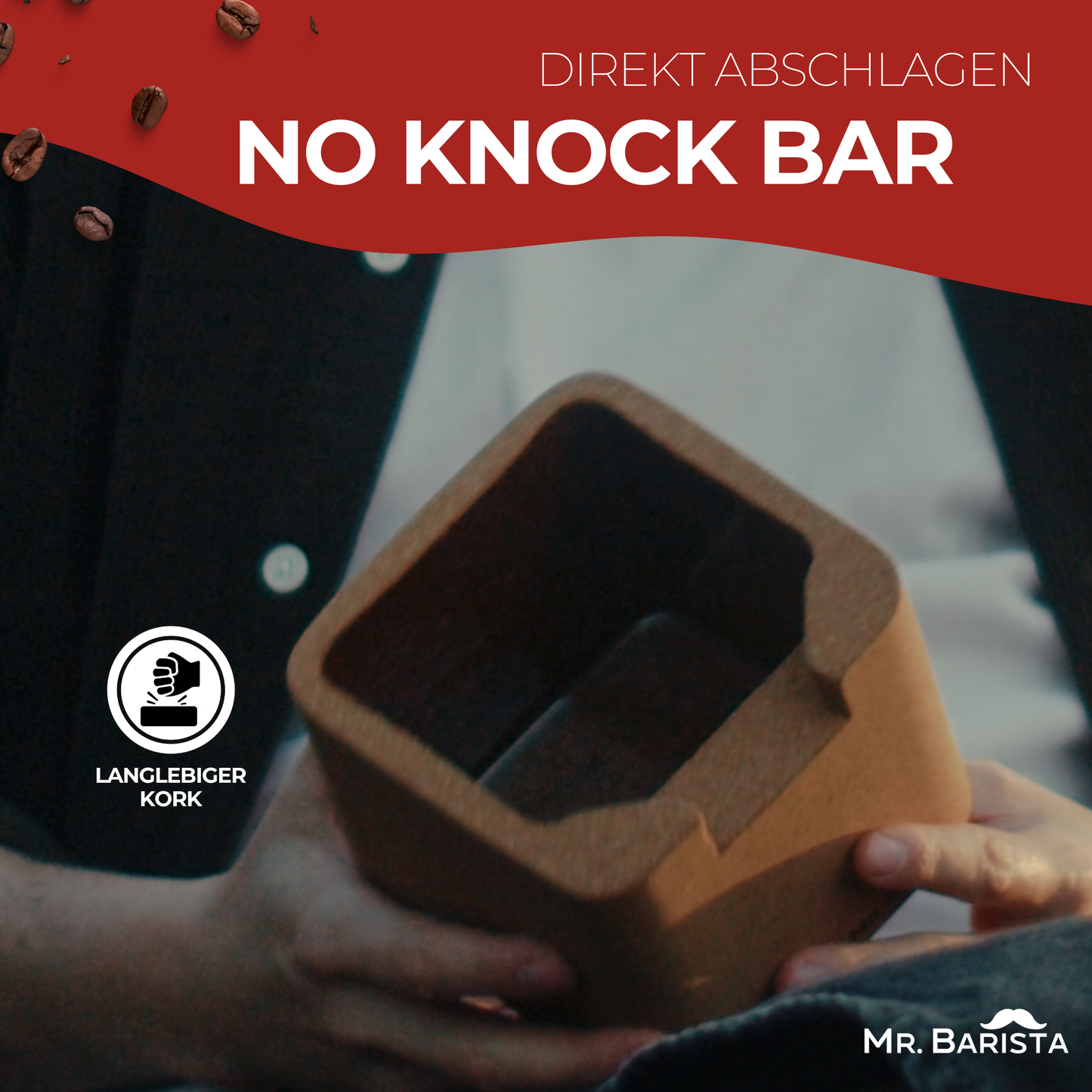 Abschlagbehälter aus FSC® zertifiziertem Kork – für Siebträger-Maschinen – Abklopfbehälter – Knock Box – Barista Zubehör – robust & leise