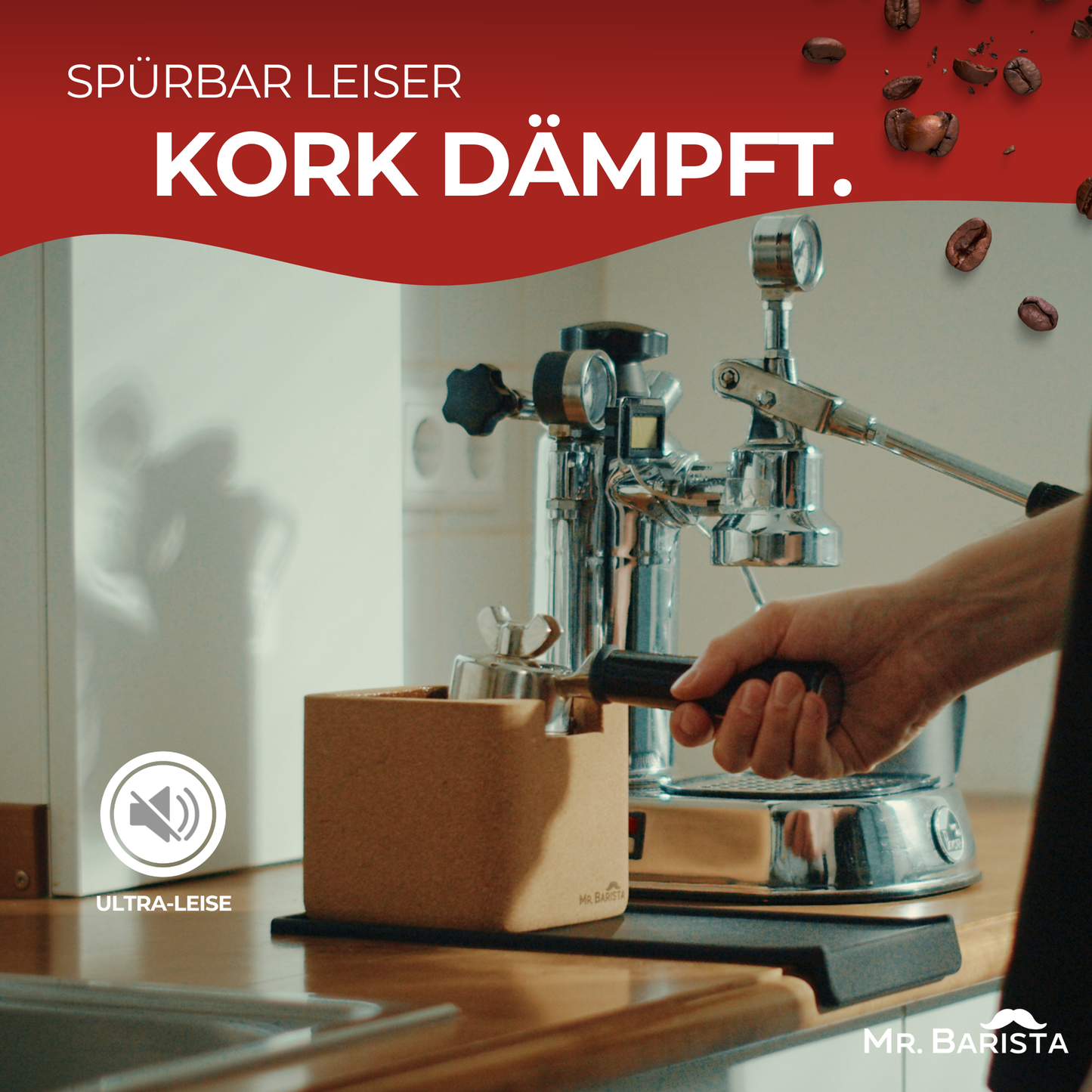 Abschlagbehälter aus FSC® zertifiziertem Kork – für Siebträger-Maschinen – Abklopfbehälter – Knock Box – Barista Zubehör – robust & leise
