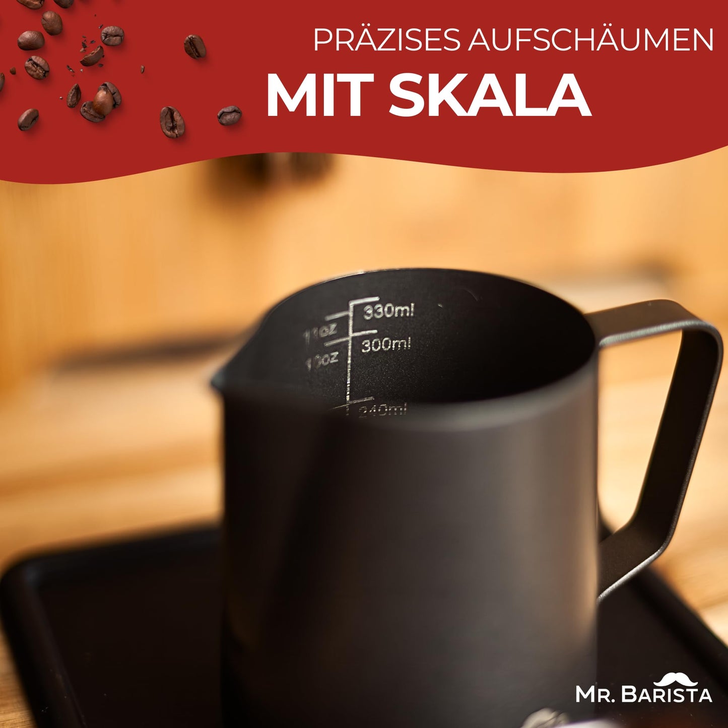 Professionelles Barista Milchkännchen aus Edelstahl - mit Teflon Beschichtung - Latte Art Ausguss