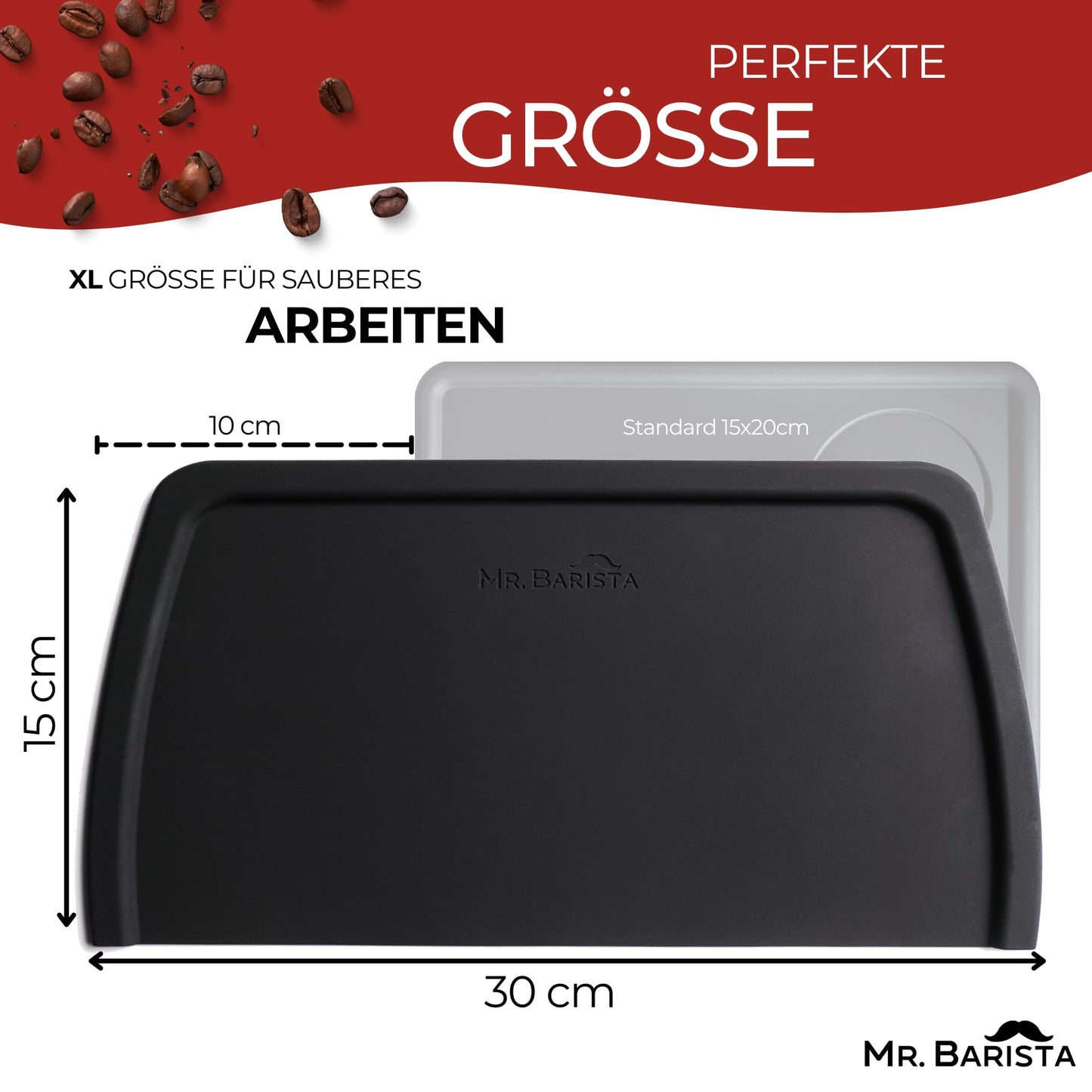 Professionelle Barista Tampermatte für Siebträger - rutschfest - flach 30x15x0,6cm