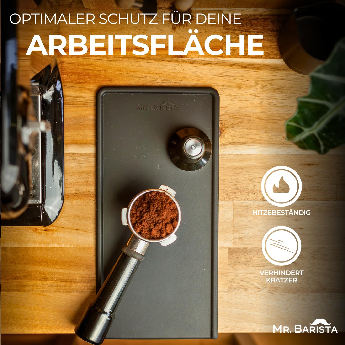 Professionelle Barista Tampermatte für Siebträger - rutschfest - mit Kante - 15x31x3cm